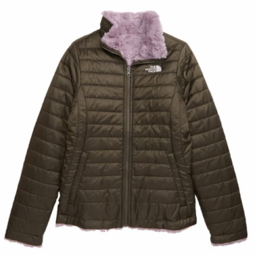 NWT The North Face Mossbud Swirl Reversible Jacket Girls L Olive Lavender